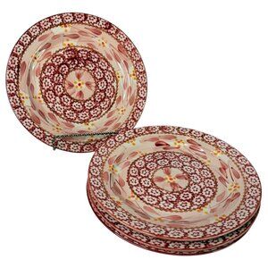 TempTations By Tara Old World Collection Cranberry Plates Dinner 10" Set Of 4